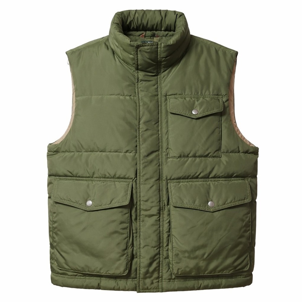 Vtg J. CREW Goose Down Puffer Vest Sz M Green Sleeveless Full Zip 2000s Gorpcore